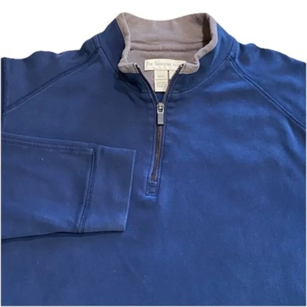 The Territory Ahead Men Sweater L Gray Pima Cotton‎ 1/4 Zip Casual Golf Long
